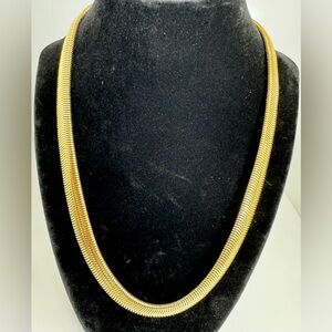 Gold-tone Flat Snake Herringbone Omega Necklace #1518